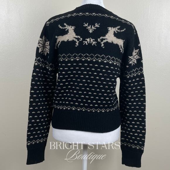 Rare Reindeer Cardigan ASO Sabrina The Teenage Witch Black Cream Vintage Holiday - Picture 6 of 11